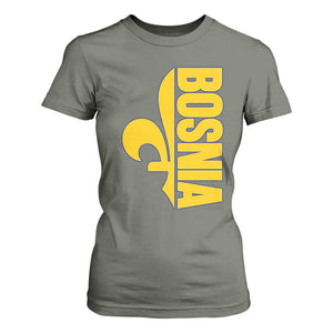 Bosnian Fleur De Lis Flag T Shirt For Women Proud Bosnia Heritage Gift