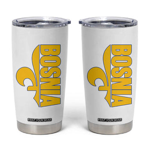 Bosnian Fleur De Lis Flag Tumbler Cup Proud Bosnia Heritage Gift