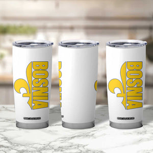 Bosnian Fleur De Lis Flag Tumbler Cup Proud Bosnia Heritage Gift