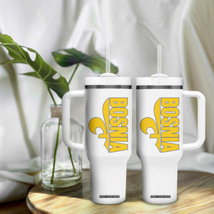 Bosnian Fleur De Lis Flag Tumbler With Handle Proud Bosnia Heritage Gift