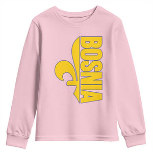 Bosnian Fleur De Lis Flag Youth Sweatshirt Proud Bosnia Heritage Gift
