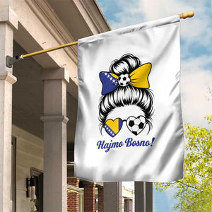 Bosnia Soccer Messy Bun Garden Flag Hajmo Bosno Game Day Gift