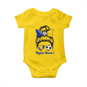 Bosnia Soccer Messy Bun Baby Onesie Hajmo Bosno Game Day Gift