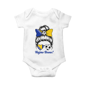 Bosnia Soccer Messy Bun Baby Onesie Hajmo Bosno Game Day Gift