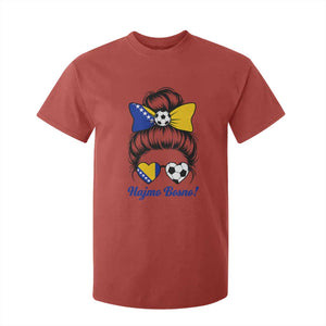 Bosnia Soccer Messy Bun T Shirt For Kid Hajmo Bosno Game Day Gift