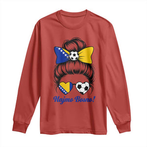 Bosnia Soccer Messy Bun Long Sleeve Shirt Hajmo Bosno Game Day Gift