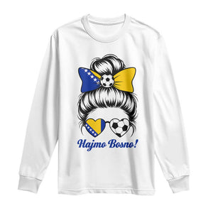 Bosnia Soccer Messy Bun Long Sleeve Shirt Hajmo Bosno Game Day Gift