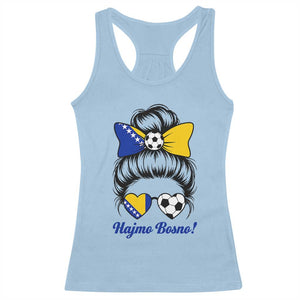 Bosnia Soccer Messy Bun Racerback Tank Top Hajmo Bosno Game Day Gift
