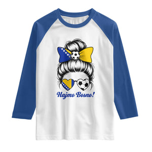 Bosnia Soccer Messy Bun Raglan Shirt Hajmo Bosno Game Day Gift