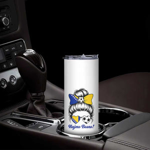 Bosnia Soccer Messy Bun Skinny Tumbler Hajmo Bosno Game Day Gift