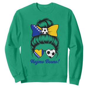 Bosnia Soccer Messy Bun Sweatshirt Hajmo Bosno Game Day Gift