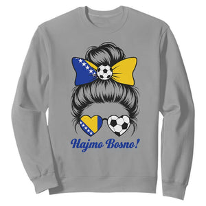 Bosnia Soccer Messy Bun Sweatshirt Hajmo Bosno Game Day Gift