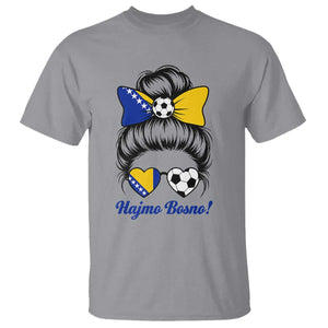 Bosnia Soccer Messy Bun T Shirt Hajmo Bosno Game Day Gift