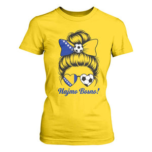 Bosnia Soccer Messy Bun T Shirt For Women Hajmo Bosno Game Day Gift