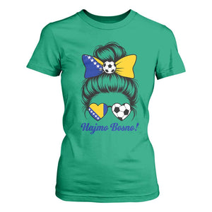 Bosnia Soccer Messy Bun T Shirt For Women Hajmo Bosno Game Day Gift