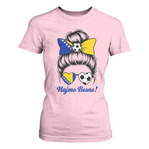 Bosnia Soccer Messy Bun T Shirt For Women Hajmo Bosno Game Day Gift