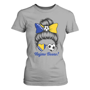 Bosnia Soccer Messy Bun T Shirt For Women Hajmo Bosno Game Day Gift