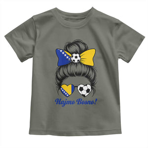 Bosnia Soccer Messy Bun Toddler T Shirt Hajmo Bosno Game Day Gift