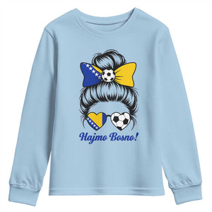 Bosnia Soccer Messy Bun Youth Sweatshirt Hajmo Bosno Game Day Gift