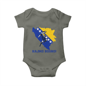 Vintage Bosnian Map Football Fan Baby Onesie Proud Balkan Heritage Gift