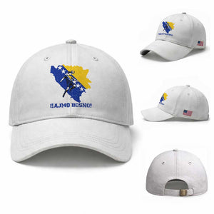 Vintage Bosnian Map Football Fan Baseball Cap Proud Balkan Heritage Gift