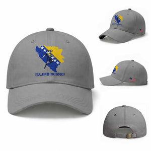 Vintage Bosnian Map Football Fan Baseball Cap Proud Balkan Heritage Gift