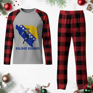 Vintage Bosnian Map Football Fan Plaid Pajama Set Proud Balkan Heritage Gift