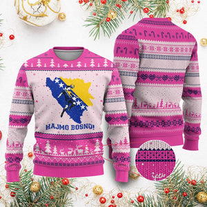 Vintage Bosnian Map Football Fan Ugly Christmas Sweater Proud Balkan Heritage Gift