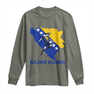 Vintage Bosnian Map Football Fan Long Sleeve Shirt Proud Balkan Heritage Gift