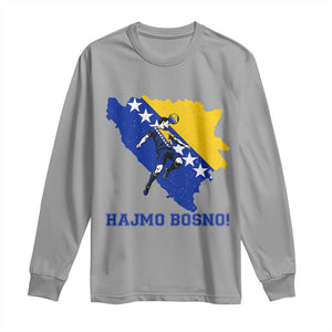 Vintage Bosnian Map Football Fan Long Sleeve Shirt Proud Balkan Heritage Gift