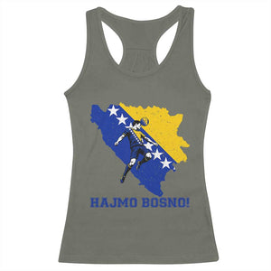 Vintage Bosnian Map Football Fan Racerback Tank Top Proud Balkan Heritage Gift