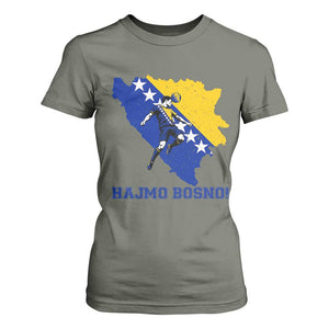 Vintage Bosnian Map Football Fan T Shirt For Women Proud Balkan Heritage Gift