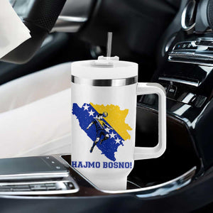 Vintage Bosnian Map Football Fan Tumbler With Handle Proud Balkan Heritage Gift