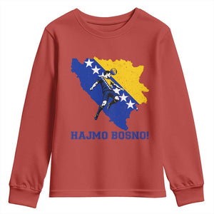 Vintage Bosnian Map Football Fan Youth Sweatshirt Proud Balkan Heritage Gift