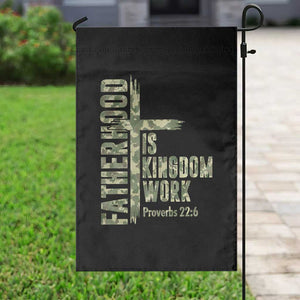 Fatherhood Is Kingdom Work Garden Flag Camo Christian Fathers Day Gift