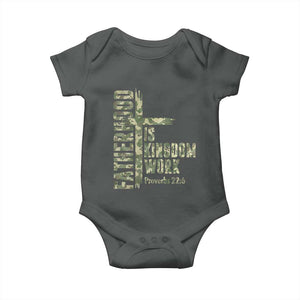 Fatherhood Is Kingdom Work Baby Onesie Camo Christian Fathers Day Gift