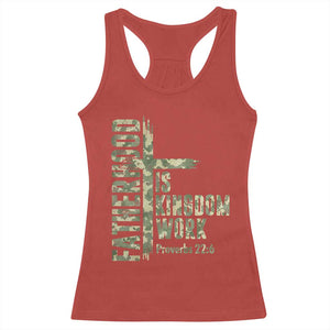 Fatherhood Is Kingdom Work Racerback Tank Top Camo Christian Fathers Day Gift