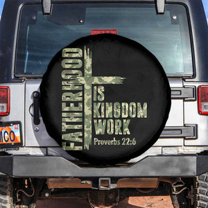 Fatherhood Is Kingdom Work Spare Tire Cover Camo Christian Fathers Day Gift