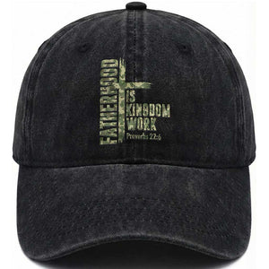 Fatherhood Is Kingdom Work Washed Cotton Baseball Cap Camo Christian Fathers Day Gift
