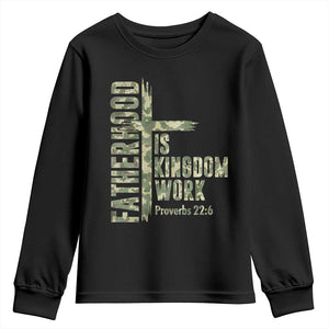 Fatherhood Is Kingdom Work Youth Sweatshirt Camo Christian Fathers Day Gift