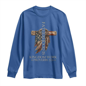 Fatherhood Is Kingdom Work Long Sleeve Shirt Vintage American Flag Christian Dad Gift