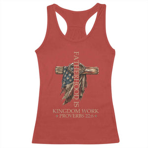 Fatherhood Is Kingdom Work Racerback Tank Top Vintage American Flag Christian Dad Gift