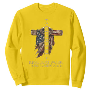 Fatherhood Is Kingdom Work Sweatshirt Vintage American Flag Christian Dad Gift