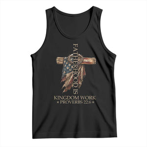 Fatherhood Is Kingdom Work Tank Top Vintage American Flag Christian Dad Gift