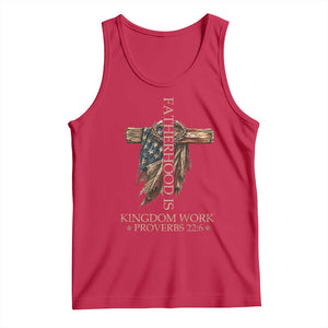 Fatherhood Is Kingdom Work Tank Top Vintage American Flag Christian Dad Gift