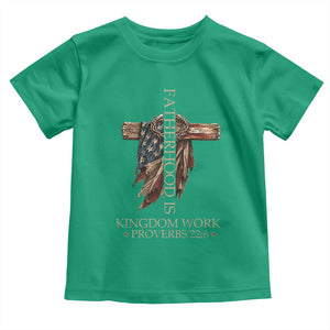 Fatherhood Is Kingdom Work Toddler T Shirt Vintage American Flag Christian Dad Gift