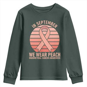 In September We Wear Peach Youth Sweatshirt Endometrial Cancer Awareness Support