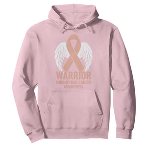 Endometrial Cancer Warrior Hoodie Peach Ribbon Angel Wings Support