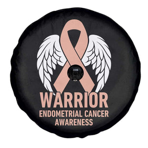 Endometrial Cancer Warrior Spare Tire Cover Peach Ribbon Angel Wings Support