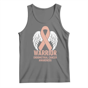 Endometrial Cancer Warrior Tank Top Peach Ribbon Angel Wings Support